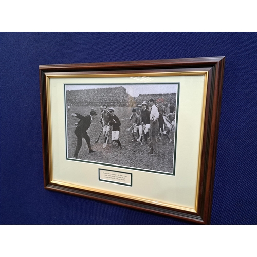 648 - A COLOURED PRINT Michael Collins Throwing in the Ball at Croke Park at the start of the Leinster Fin... 