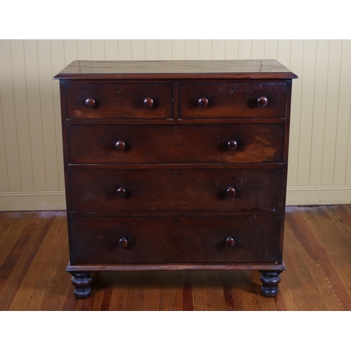 8 - A 19TH CENTURY MAHOGANY CHEST by Arthur Jones & Sons Dublin containing two short and three long grad... 