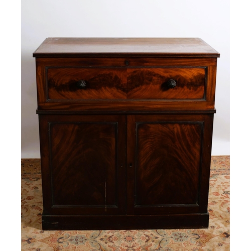 399 - A 19TH CENTURY MAHOGANY SIDE CABINET stamped 'William & Gibton Serial No. 9755' of rectangular outli... 