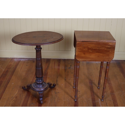 238 - A VICTORIAN MAHOGANY OCCASIONAL TABLE of oval outline raised on cylindrical support with platform ba... 