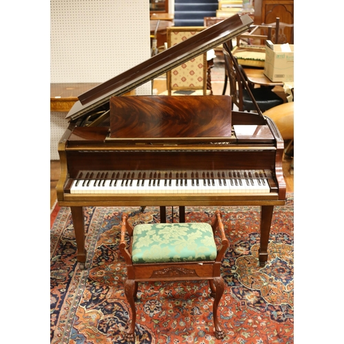 239 - A SQUIRE OF LONDON MAHOGANY CASED BOUDOIR PIANO Retailed by Hart & Churchill Ltd., Belfast raised on... 