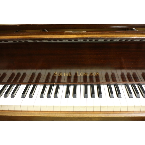 239 - A SQUIRE OF LONDON MAHOGANY CASED BOUDOIR PIANO Retailed by Hart & Churchill Ltd., Belfast raised on... 