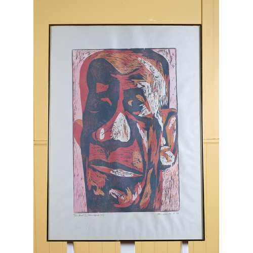 292 - MICHAEL KANE Head IV (Homage to OK) A coloured wood cut Limited edition 10/22 Signed, inscribed and ... 