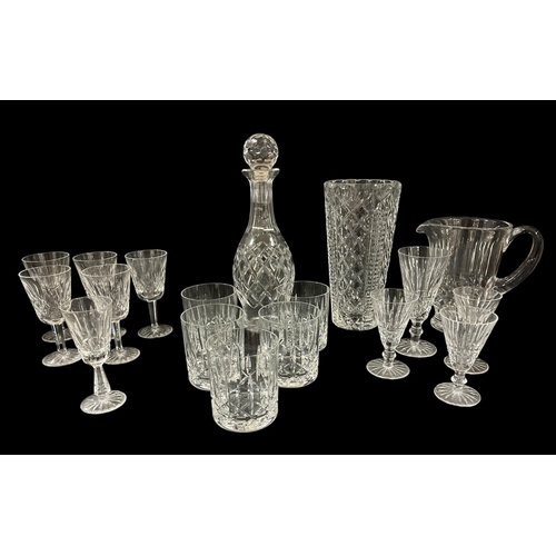 486 - A COLLECTION OF GLASSWARE to include a Waterford cut glass vase, a pair of Waterford cut glass salts... 