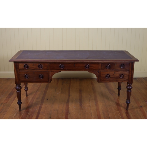 69 - A 19TH CENTURY MAHOGANY DESK the rectangular top with leather writing surface above one long and fou... 