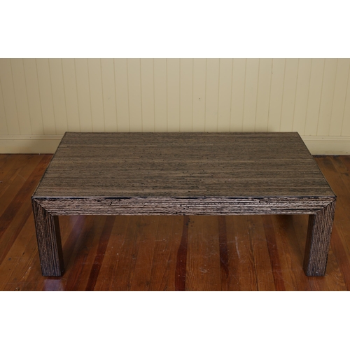 68 - A SIMULATED HAWTHORN COFFEE TABLE of rectangular form the shaped top raised on square moulded legs 4... 