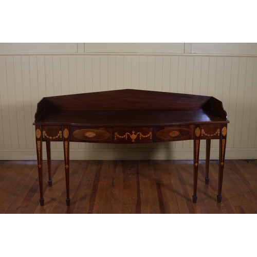 260 - A GOOD ADAM DESIGN MAHOGANY AND SATINWOOD INLAID CONSOLE TABLE of rectangular bowed outline the moul... 