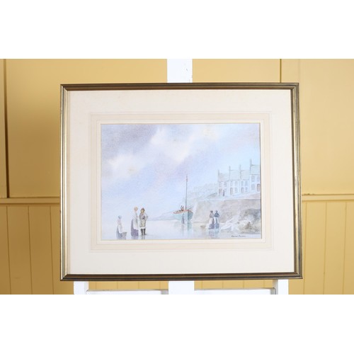 162 - EDWARD EMERSON Seashore with Figures and Sailing Boats Watercolour Signed lower right 39cm (h) x 49c... 