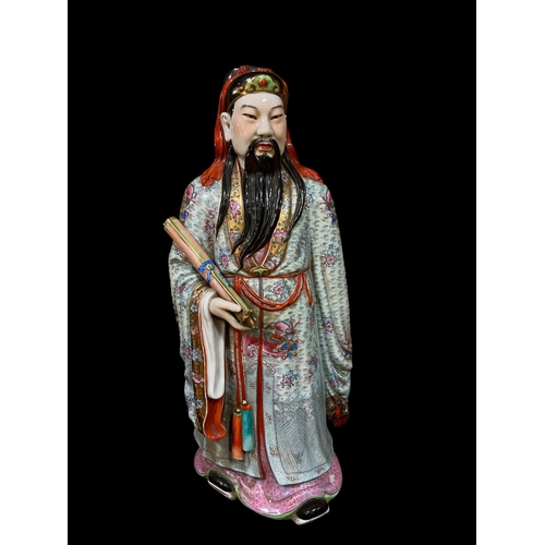 112 - A CANTONESE CHINA FIGURE modelled as a God 62cm (h)