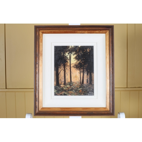 135 - ROSE BEDELL Wooded Landscape, Lake Scene with Jetty Oil on board Each signed lower right A pair 25cm... 