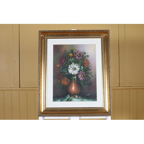 140 - BERTO Still Life, Flowers in a Vase Oil on board Signed lower right 42cm (h) x 30cm (w)