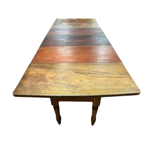 202 - A 19TH CENTURY MAHOGANY ECONOMY TABLE of rectangular outline with rounded corners and reeded rim wit... 