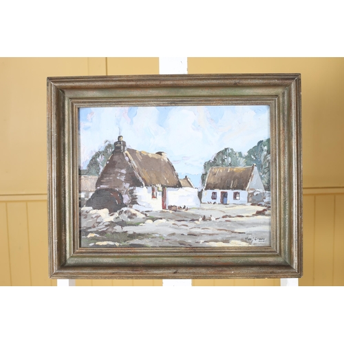 232 - THEO J. GRACEY Thatched Cottages Oil on board Signed lower right 28cm (h) x 38cm (w)