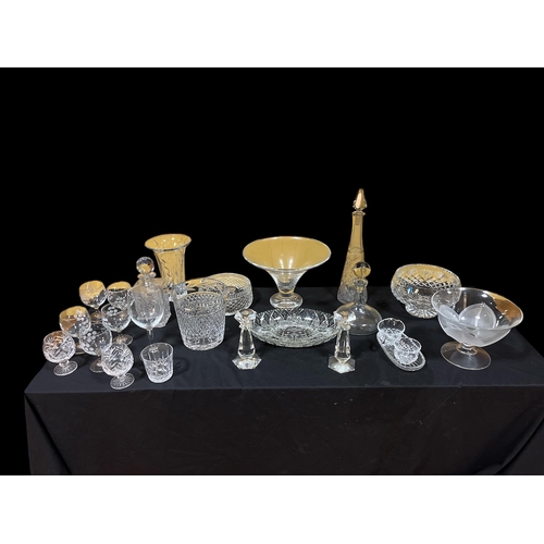 295 - A COLLECTION OF GLASSWARE to include a clear glass and frosted glass bowl, a cut glass pale, a colle... 