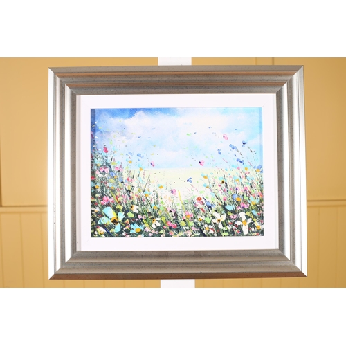 339 - JANE TAYLOR Spring Flowers Oil on canvas 22cm (h) x 39cm (w)