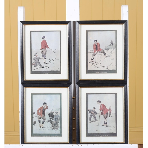 346 - EDMUND G. FULLER A Set of Four Coloured Prints Golfing Cartoons 19cm (h) x 14cm (w)