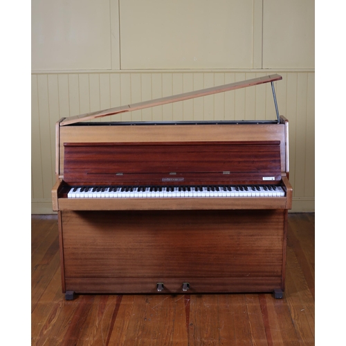 359 - A LINDER MAHOGANY CASED UPRIGHT PIANO steel frame and overstrung retailed by McCullochs Dawson Stree... 