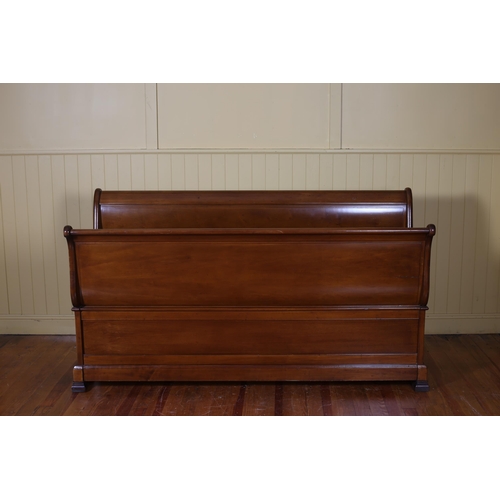 360 - A CHERRYWOOD SLEIGH BED of typical form with side rails 107cm (h) x 194cm (w) x 236cm (d)