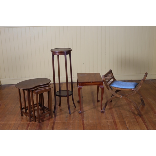 374 - A MISCELLANEOUS COLLECTION to include a 19th century carved mahogany and upholstered swivel stool, a... 