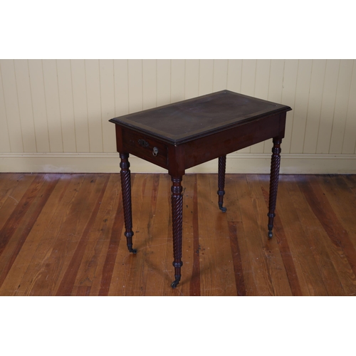 540 - A 19TH CENTURY MAHOGANY WRITING TABLE the rectangular top with rexine writing surface above a frieze... 