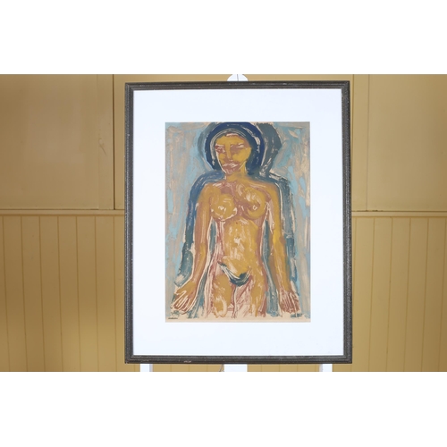 554 - STUDY OF A FEMALE NUDE A coloured lithograph 51cm (h) x 37cm (w), A SET OF SIX FRAMED PORTRAITS prin... 