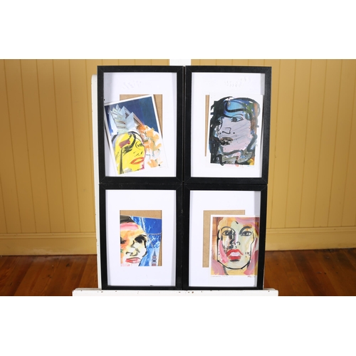 575 - A SET OF SIX FRAMED PORTRAITS prints in ebonised frames, A SET OF THREE FRAMED PORTRAITS prints in b... 