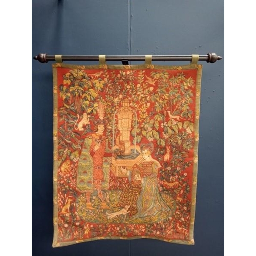 644 - A FRENCH TAPESTRY inscribed 'Le Ronan de la Rose' 120cm (h) x 92cm (w)