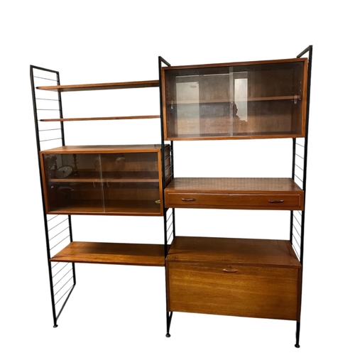 656 - A VINTAGE TEAK LADDERAX MODULAR WALL UNIT 200cm (h) x 186cm (w) x 42cm (d)