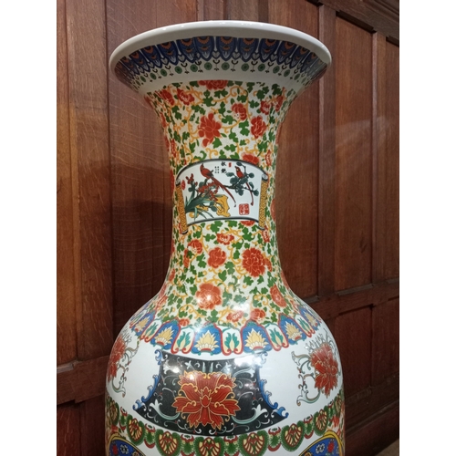 263 - A PAIR OF FAMILLE ROSE STYLE VASES each of bulbous form with flared rim the white ground decorated o... 