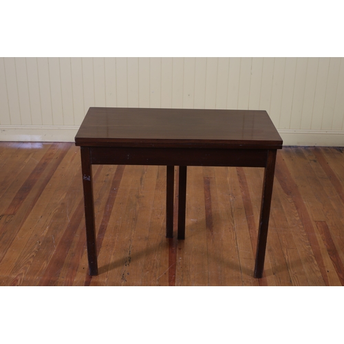 415 - A GEORGIAN MAHOGANY FOLDOVER SUPPER TABLE the rectangular hinged top raised on square moulded legs 7... 