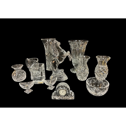 486 - A COLLECTION OF GLASSWARE to include a Waterford cut glass figure modelled as a horse, a Waterford c... 