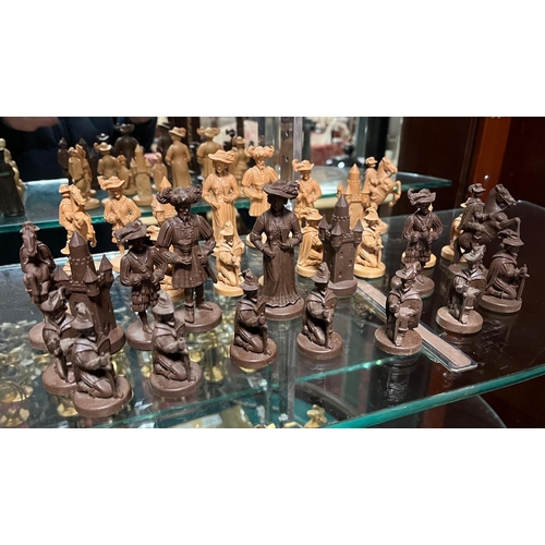 523 - A THIRTY TWO PIECE GERMAN MEDIEVAL CHESS SET