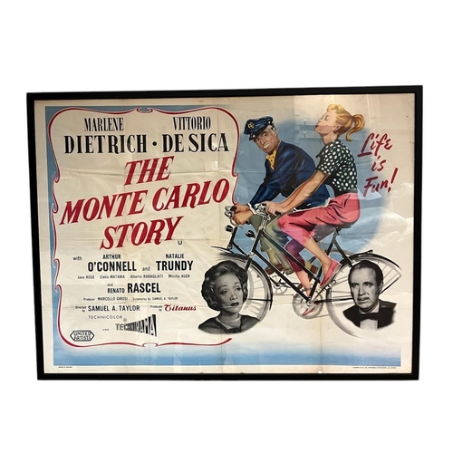 603 - A VINTAGE COLOURED MOVIE POSTER 'The Monte Carlo Story Starring Marlene Dietrich and Vittoria De Sic... 