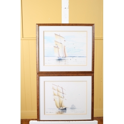 457 - BRIAN BYRNES Sailing Boats Watercolours A pair Signed lower left, inscribed and dated '98, WENDY HAY... 