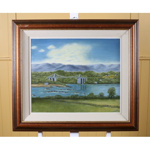 315 - IRISH SCHOOL Riverscape with Bridge Oil on canvas Signed lower right 50cm (h) x 56cm (w), FRANCIS BU... 