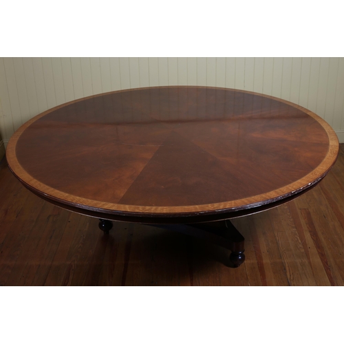 368 - A GEORGIAN STYLE MAHOGANY AND SATINWOOD CROSSBANDED POD TABLE the circular top with reeded rim above... 