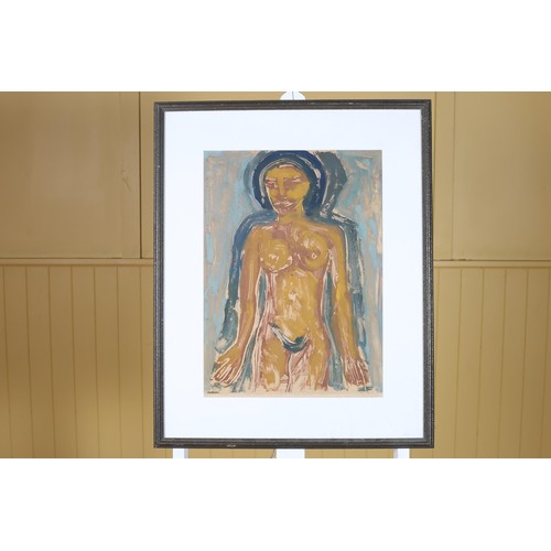 622 - STUDY OF A FEMALE NUDE A coloured lithograph 51cm (h) x 37cm (w), A SET OF SIX FRAMED PORTRAITS prin... 