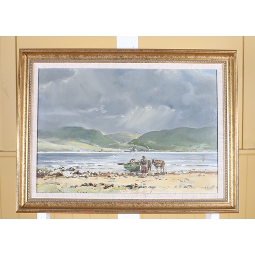 138 - GEORGE BENNETT Off Sligo Coast Oil on canvas laid on board 24cm (h) x 49cm (w)