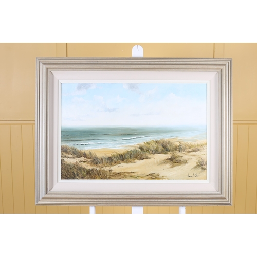 150 - JAMES BUTLER Seashore Oil on canvas Signed lower right 51cm (h) x 77cm (w)