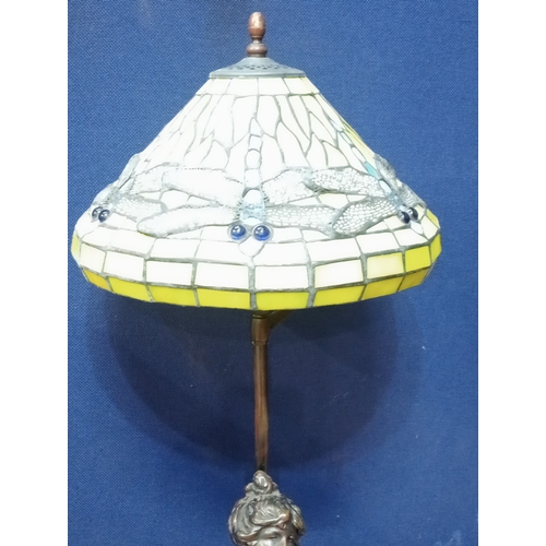 211 - A PAIR OF ART DECO STYLE COMPOSITION FIGURAL TABLE LAMPS each modelled as a female shown standing th... 