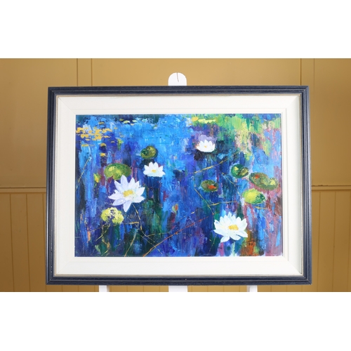 301 - ANN MARTIN Lily Pond Oil on board Signed lower right 45cm (h) x 62cm (w)