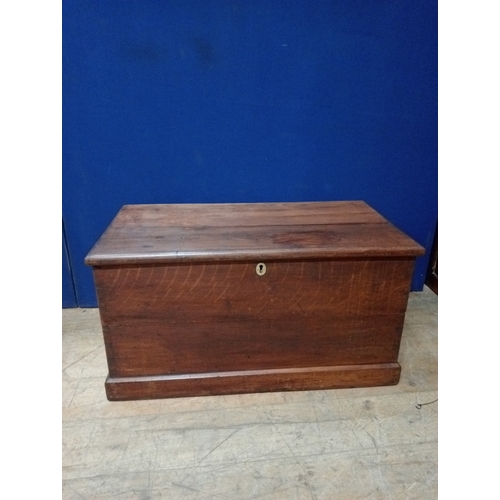 364 - A VINTAGE STAINED PINE CARPENTER'S TRUNK the hinged lid containing a lidded compartment and two shor... 