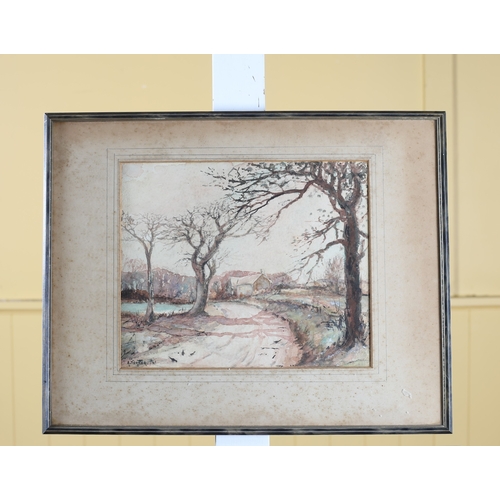 447 - A. TURNER Wooded Landscape with Lake Watercolour Signed lower left, dated '41 23cm (h) x 27cm (w)