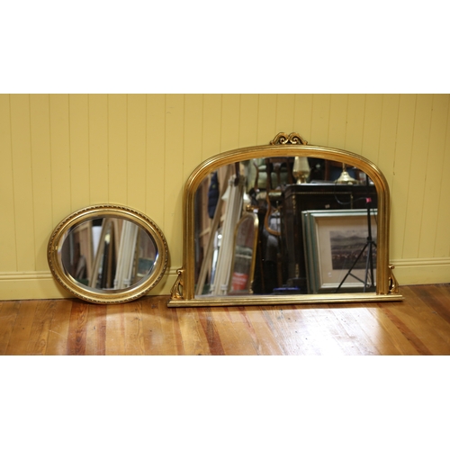 462 - A VICTORIAN STYLE GILT FRAME OVERMANTEL MIRROR the rectangular bevelled glass plate within a moulded... 