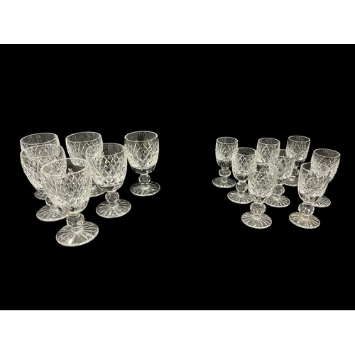 477 - A SET OF SIX WATERFORD CUT GLASS SHERRY GLASSES, a set of eight Waterford cut glass shot glasses (14... 