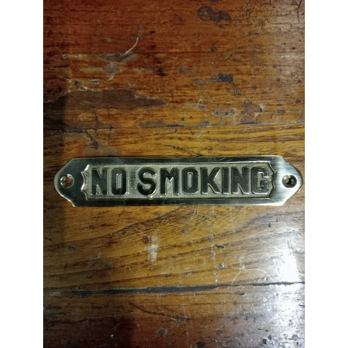 490 - FOUR BRASS WALL PLAQUES inscribed 'No Smoking', 'Private' and 'W.C.' x 2