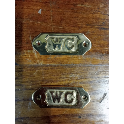 490 - FOUR BRASS WALL PLAQUES inscribed 'No Smoking', 'Private' and 'W.C.' x 2