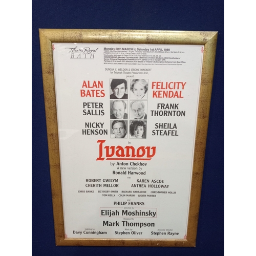 627 - THEATRE ROYAL BATH A framed theatre poster for Ivanov 1st April 1989 84cm (h) x 58cm (w), together w... 