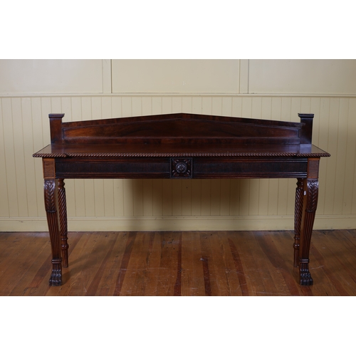 17 - A REGENCY MAHOGANY CONSOLE TABLE of inverted breakfront outline the shaped top with shaped moulded b... 