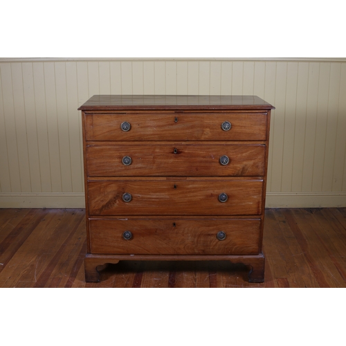 171 - A 19TH CENTURY MAHOGANY CHEST of rectangular outline the shaped top above four long graduated drawer... 